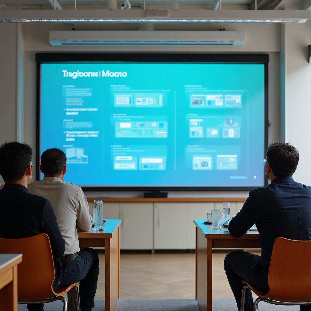 Modern English classroom with interactive technology